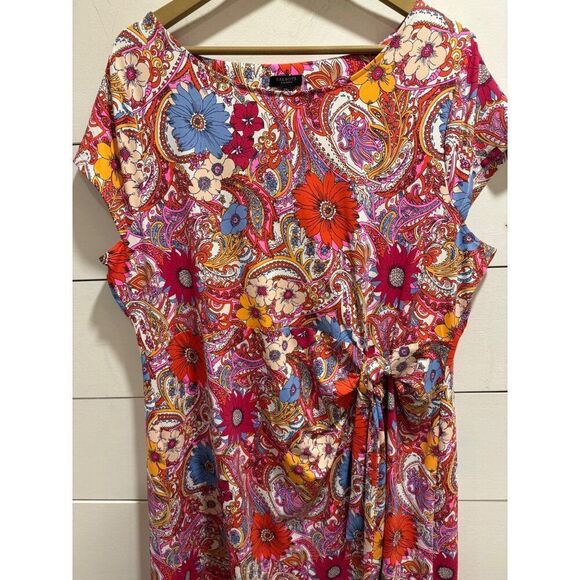 Talbots Tropical Paisley Vibrant Faux Wrap Dress 2X Petite - Picture 4 of 6